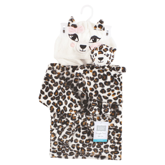 Hudson Baby Plush Bathrobe and Toy Set, Leopard, One Size