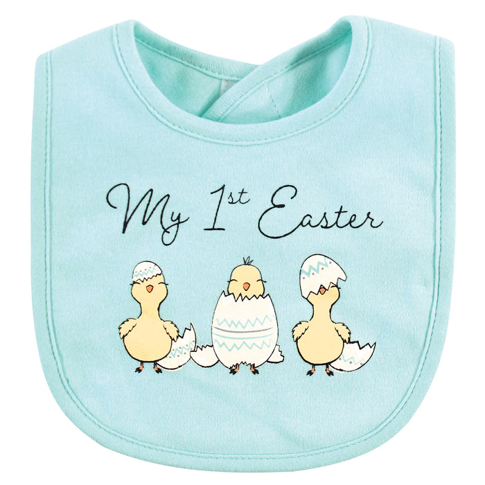 Hudson Baby Infant Girl Cotton Bib and Sock Set, Easter Chicks, One Size