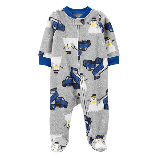 Carter's Baby Boy Snowman Truck 2-Way Zip Fleece Sleep & Play