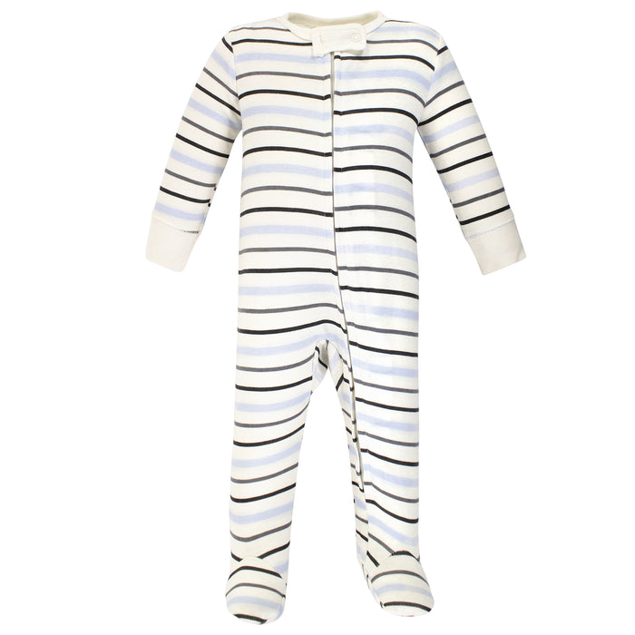 Hudson Baby Infant Boy Cotton Zipper Sleep and Play 3-Pack, Royal Safari