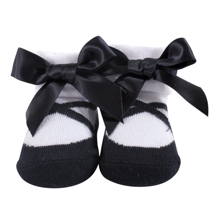 Hudson Baby Infant Girl Headband and Socks Giftset 6 Piece, Swan, One Size