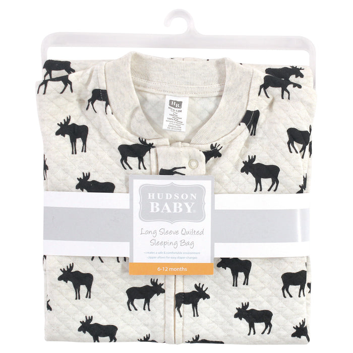 Hudson Baby Infant Boy Premium Quilted Long Sleeve Wearable Blanket, Moose