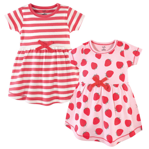 Touched by Nature Girls Organic Cotton Short-Sleeve Dresses 2 Pack, Strawberries