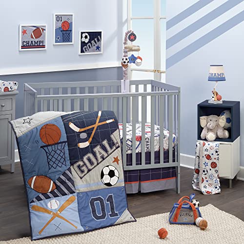Lambs & Ivy Baby Sports 100% Cotton Fitted Crib Sheet - Football/Basketball