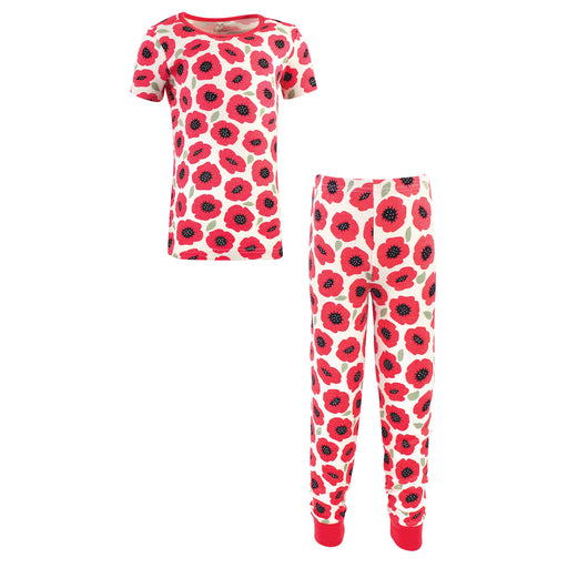 Touched by Nature Toddler and Kids Organic Cotton Tight-Fit Pajama Set, Poppy
