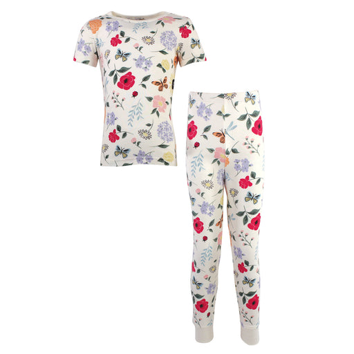 Touched by Nature Baby Girl Organic Cotton Tight-Fit Pajama Set, Flutter Garden