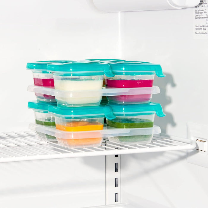 OXO Tot Silicone Baby Food Storage Container, Set of Four 4oz Containers-Teal