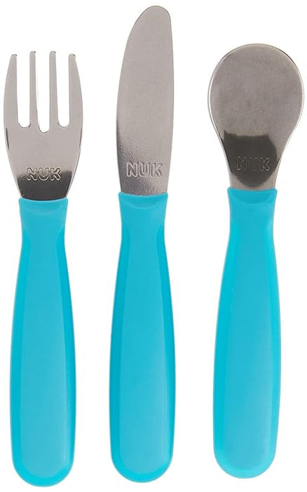 NUK Kiddy Cutlery Fork, Knife, and Spoon Set, 3 Pack, 18+ Months