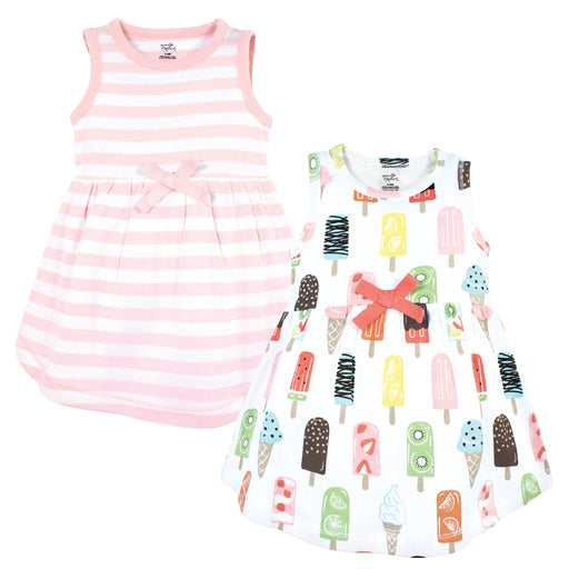 Touched by Nature Baby and Toddler Girl Organic Cotton Short-Sleeve and Long-Sleeve Dresses, Popsicle