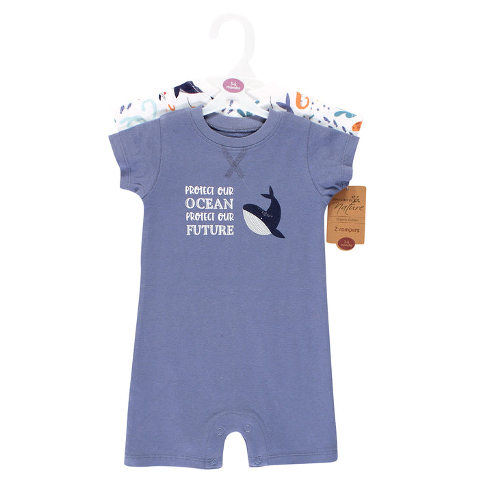 Touched by Nature Baby Organic Cotton Rompers, Ocean