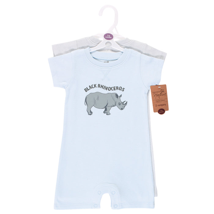 Touched by Nature Baby Organic Cotton Rompers, Endangered Rhino
