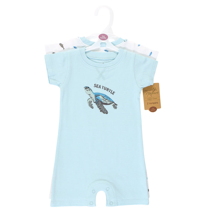 Touched by Nature Baby Organic Cotton Rompers, Endangered Sea Turtle