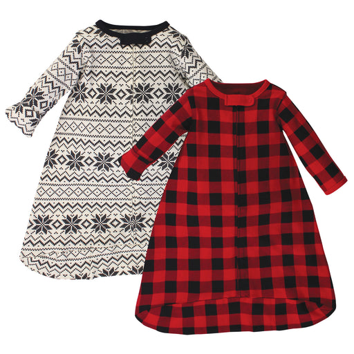 Touched by Nature Baby Organic Cotton Long-Sleeve Wearable Sleeping Bag, Sack, Blanket, Buffalo Plaid