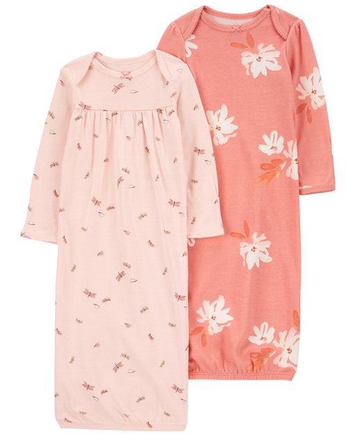 Carter's Baby Girl 2-Pack Sleeper Gowns in Pink