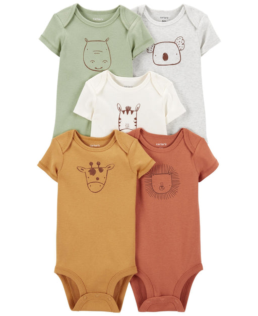 Carter's Baby Boys Short Sleeve Bodysuits, Animals, Pack of 5