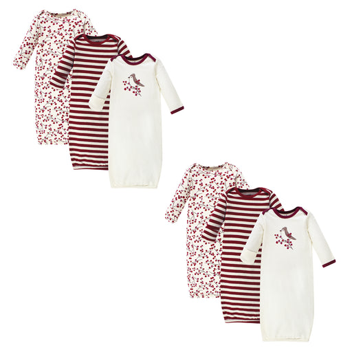 Touched by Nature Infant Girl Organic Cotton Gowns, Berry Branch 6-Piece