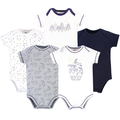 Touched by Nature Baby Boy Organic Cotton Bodysuits 5 Pack, Constellation