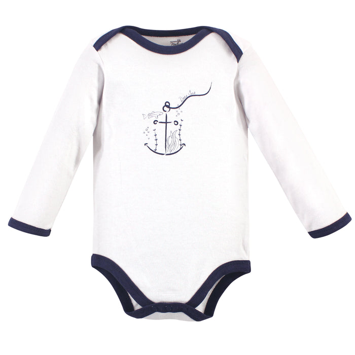 Touched by Nature Organic Cotton Long-Sleeve Bodysuits 5-pack, Blue Whale