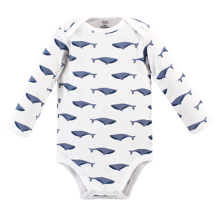 Touched by Nature Organic Cotton Long-Sleeve Bodysuits 5-pack, Blue Whale