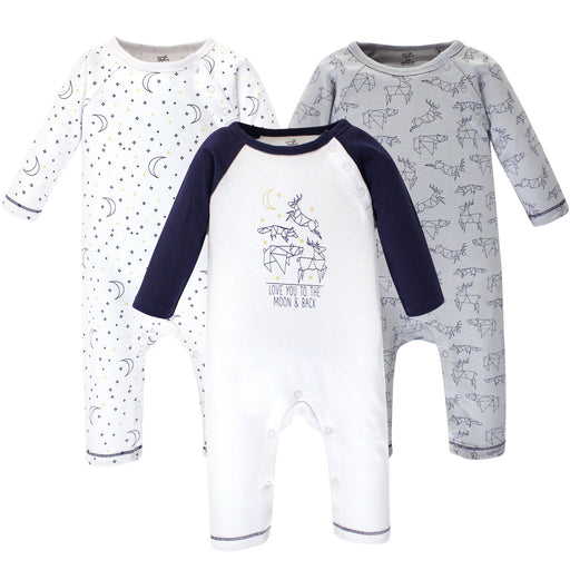 Touched by Nature Baby Boy Organic Cotton Coveralls 3 Pack, Constellation