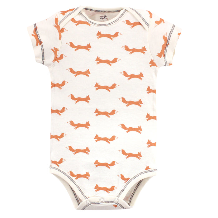 Touched by Nature Baby Boy Organic Cotton Bodysuits 5 Pack, Fox