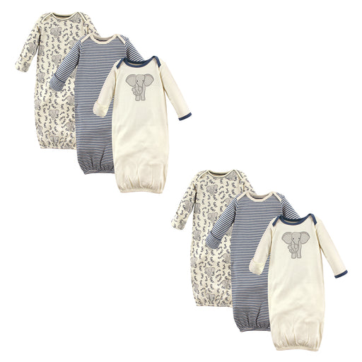 Touched by Nature Baby Organic Cotton Gowns, Elephant 6-Piece