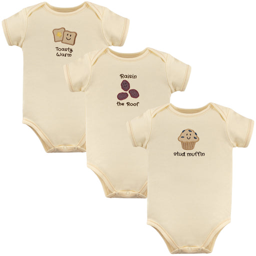 Touched by Nature Organic Cotton Bodysuits 3-Pack, Muffin