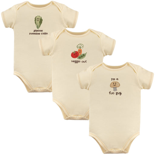 Touched by Nature Organic Cotton Bodysuits 3-Pack, Mushroom