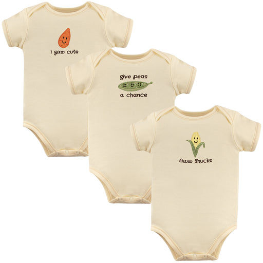 Touched by Nature Organic Cotton Bodysuits 3-Pack, Corn