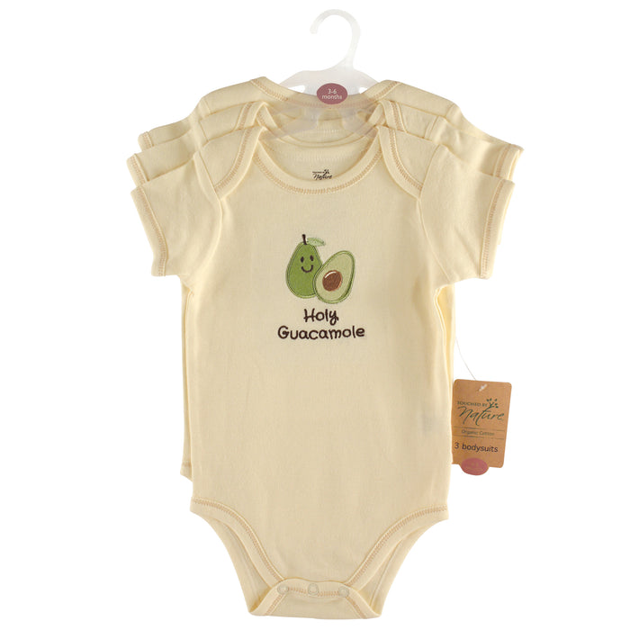 Touched by Nature Organic Cotton Bodysuits 3-Pack, Guacamole