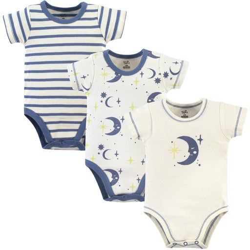 Touched by Nature Baby Boy Organic Cotton Bodysuits 3 Pack, Moon