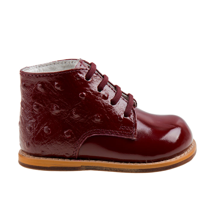 Josmo Classic Patent Ostrich Toddlers' Medium Width Walking Shoes Burgundy