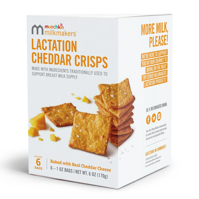 Munchkin Milkmakers Lactation Cheddar Crisps for Breastfeeding Moms, 6 Bags