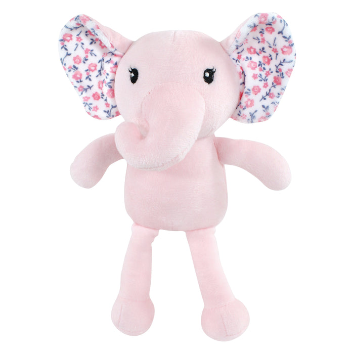 Little Treasure Infant Girl Plush Bathrobe and Toy Set, Floral Elephant, 0-9 Months