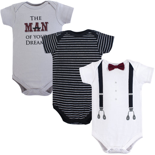 Little Treasure Baby Boy Cotton Bodysuits 3 Pack, Man Of Your Dreams