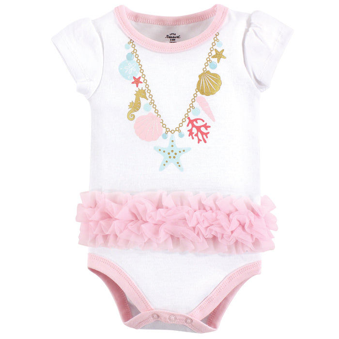 Little Treasure Baby Girl Cotton Bodysuits 3-Pack, Sea Shells