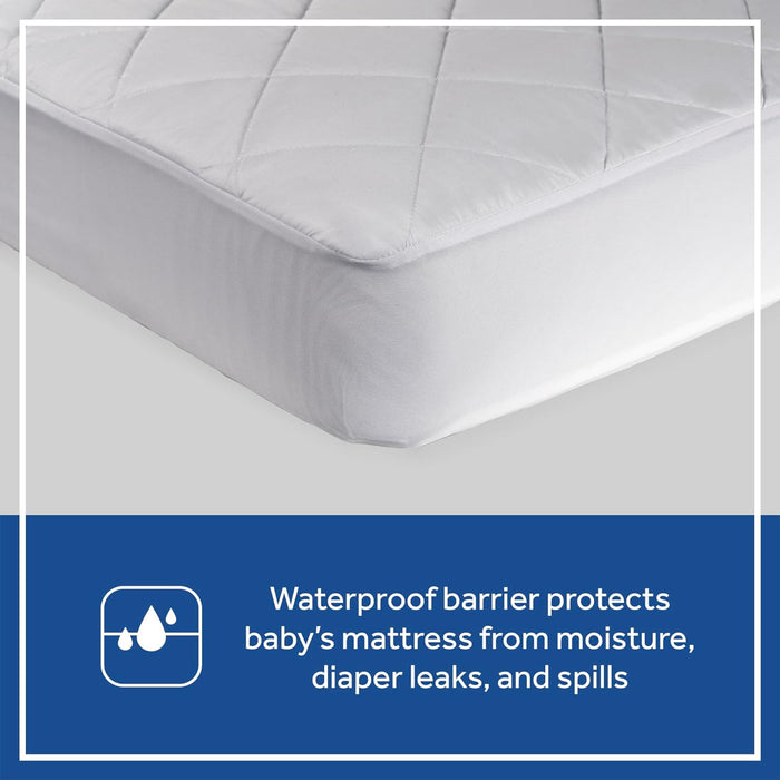 Sealy Cool Comfort Waterproof Fitted Toddler Bed and Baby Crib Mattress Pad Cover Protector