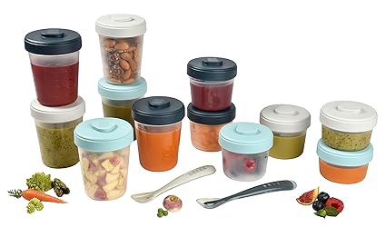 BEABA Clip Containers Set of 12 + Spoons - Rain