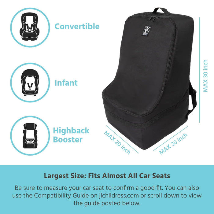 J.L. Childress Ultimate Padded Backpack Car Seat Travel Bag, Black