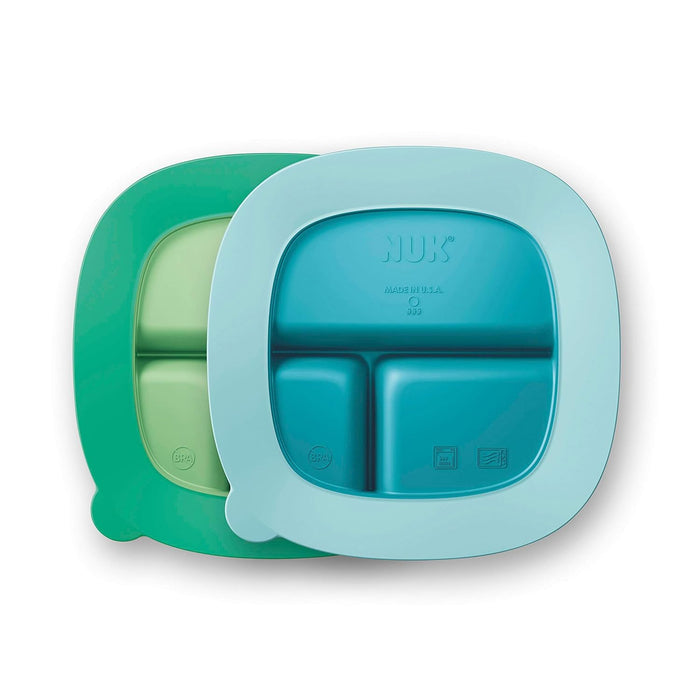 NUK Suction Plates and Lid 2 Pack Blue & Green
