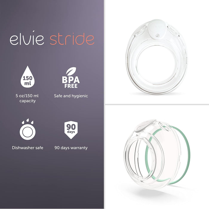 Elvie Stride Breast Pump Cup Fronts with Stoppers & Cup Seals
