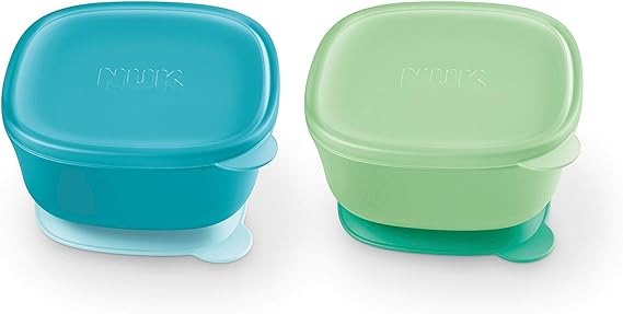NUK for Nature™ Suction Bowl and Lid, Stormy Blue and Misty Meadow
