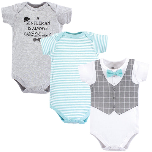 Little Treasure Baby Boy Cotton Bodysuits 3 Pack, Well Dressed