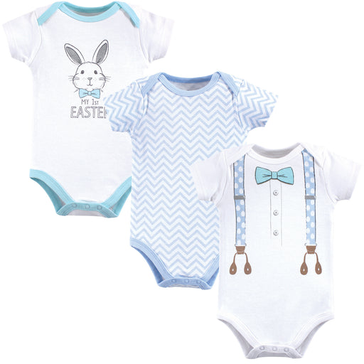 Little Treasure Baby Boy Cotton Bodysuits 3 Pack, Boy First Easter