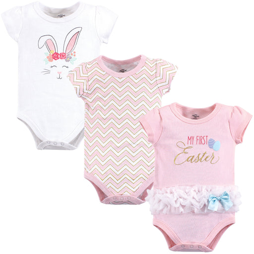 Little Treasure Baby Girl Cotton Bodysuits 3-Pack, Girl First Easter