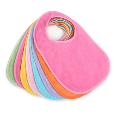 Neat Solutions Girls 8 Pack Solid Multi Terry Feeder Bibs