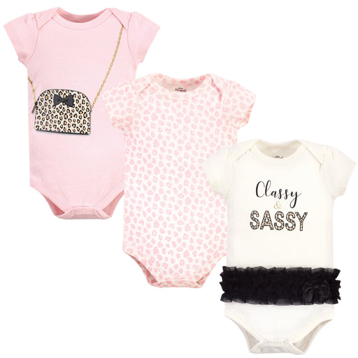 Little Treasure Baby Girl Cotton Bodysuits 3 Pack, Classy and Sassy