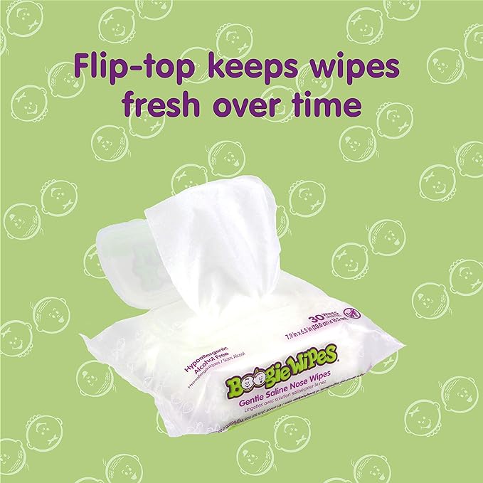 Boogie Wipes Saline Nose Wipes-Unscented 90ct