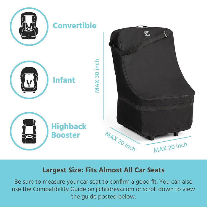J.L. Childress Wheelie Car Seat Travel Bag, Black