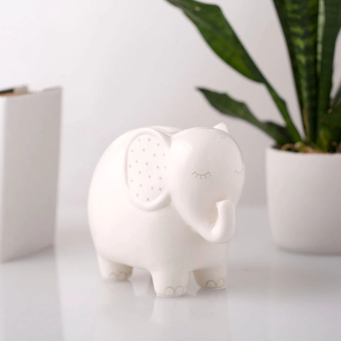 Pearhead Ceramic Elephant Bank - White